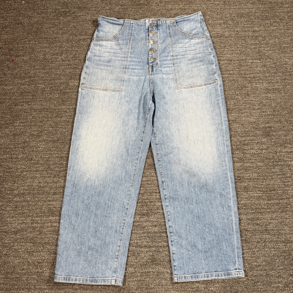 Veronica Beard Crosbie Wide Crop Jeans Women 32 High Rise Wide Leg Lakeshore